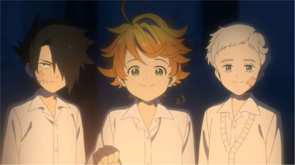 emma, ray, and norman holding a lantern in the dark